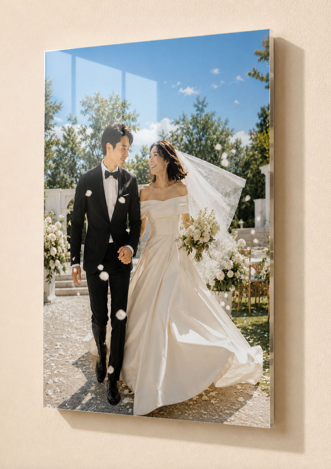 Wedding metal artwork displayed in a home