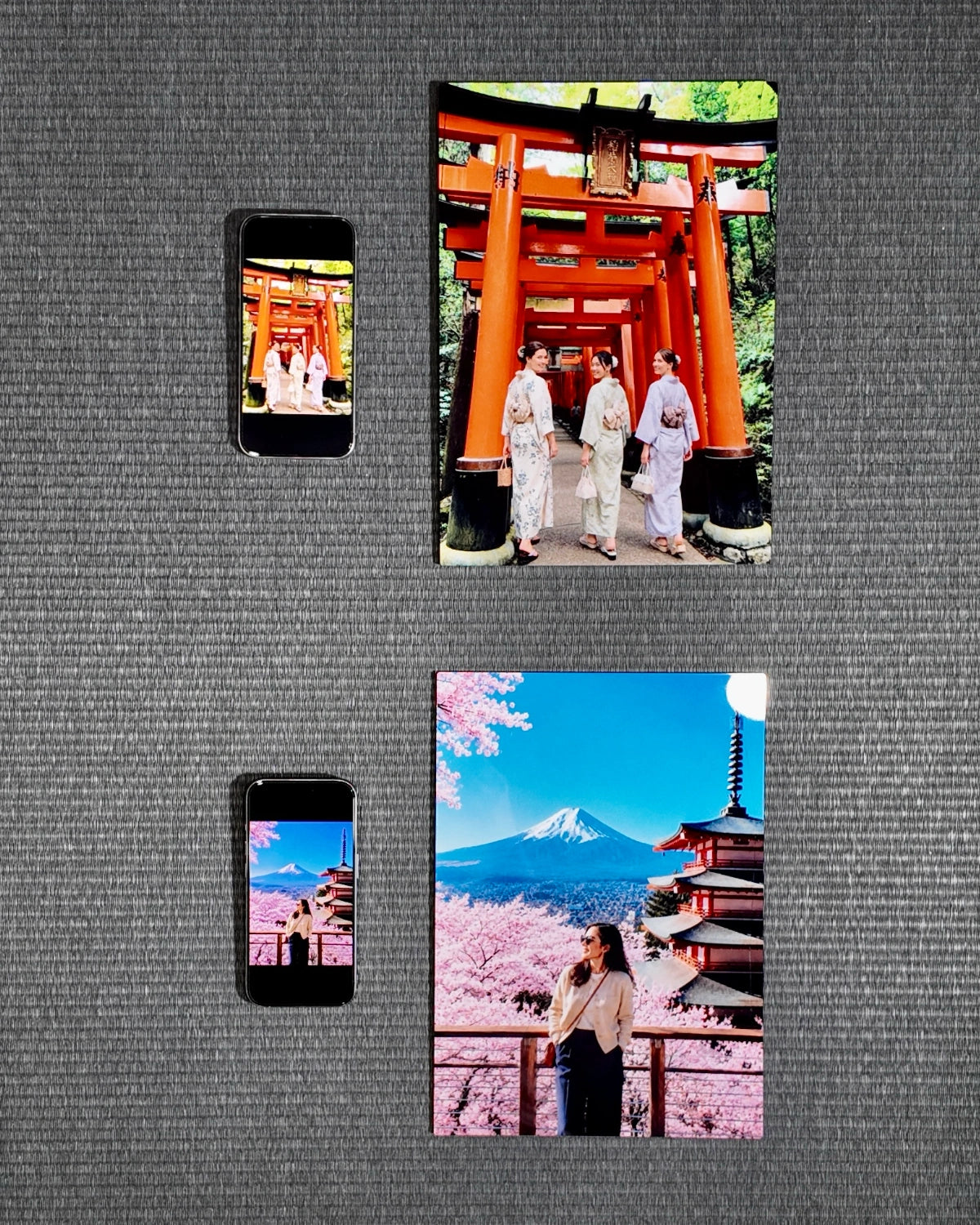 A single A4 metal artwork displaying a couple’s travel memory at Kinkaku-ji.