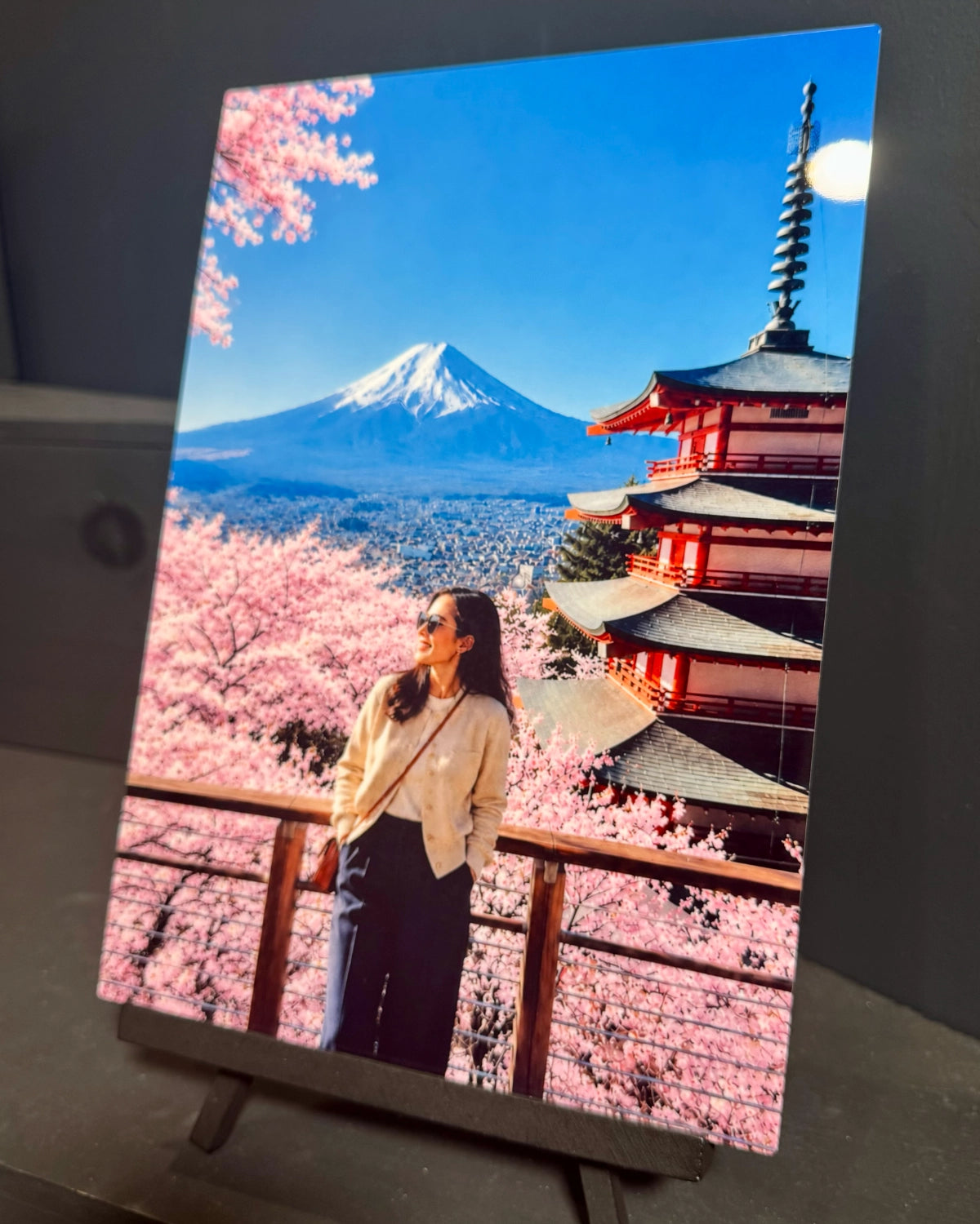 Mount Fuji travel photo finished as metal art