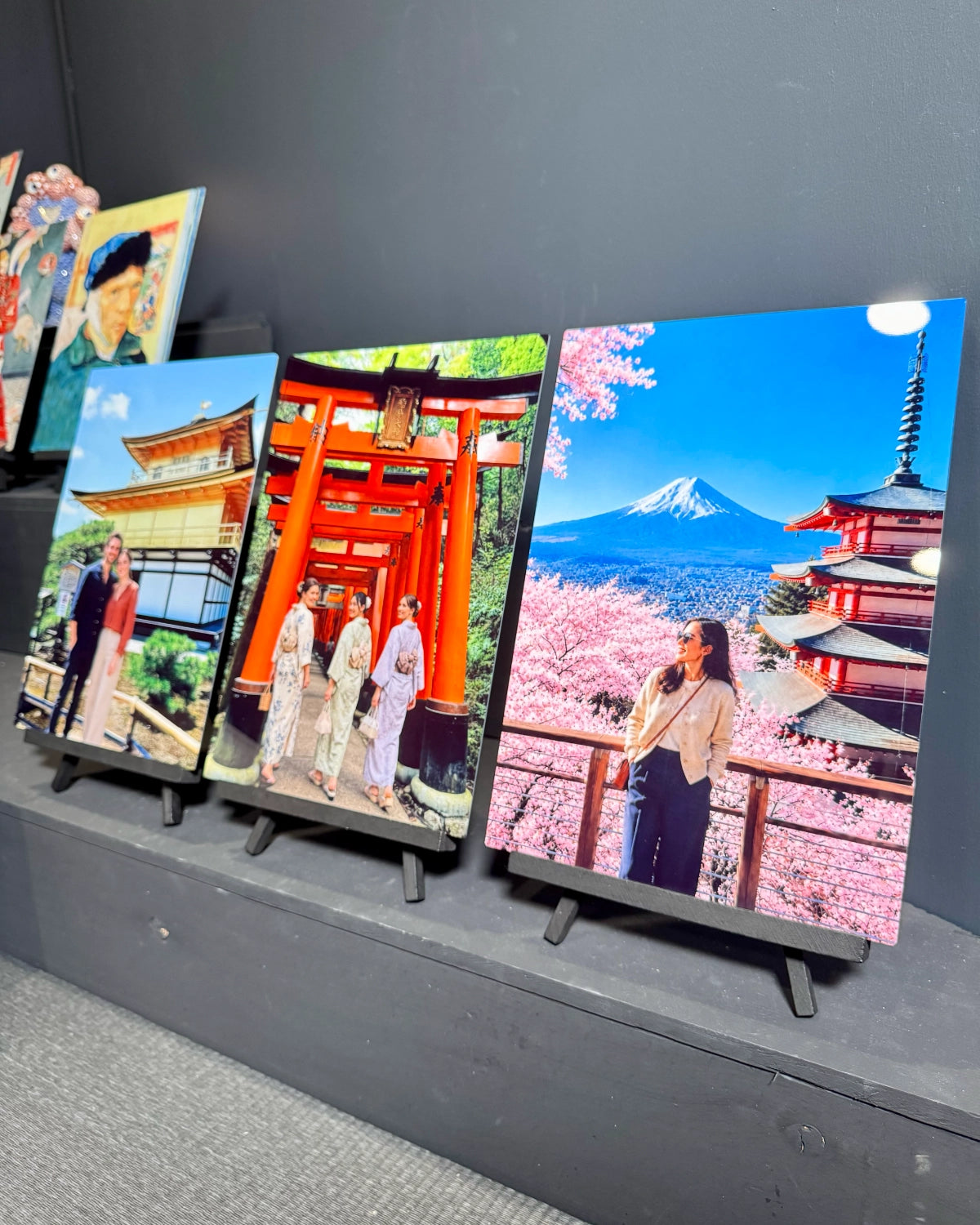 Glossy metal artwork showing a Japan travel memory