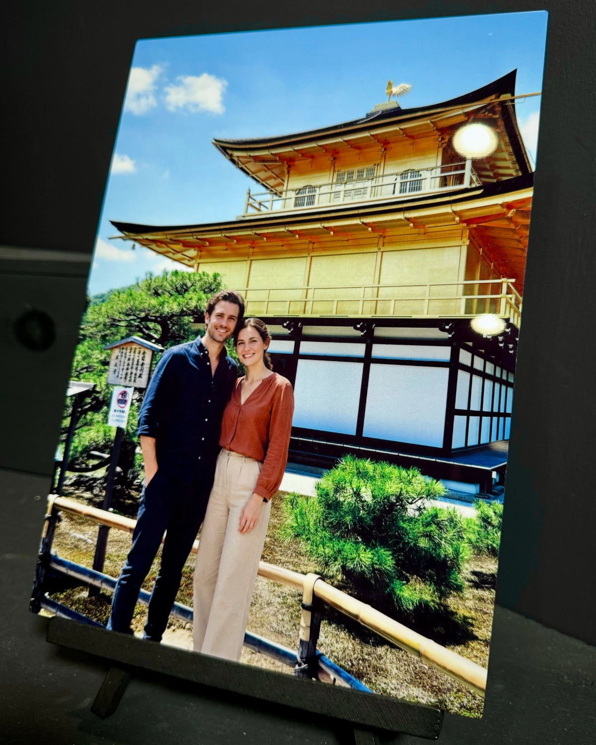 金閣寺の旅写真を仕上げたメタルアート